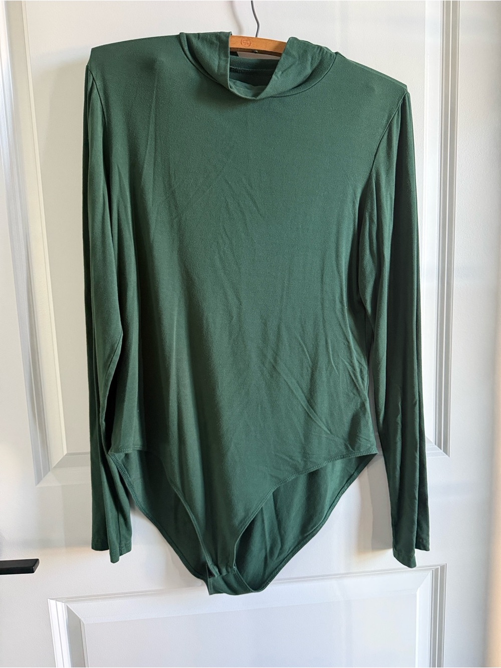 Mango Dark Green Long Sleeve Mock Neck Bodysuit